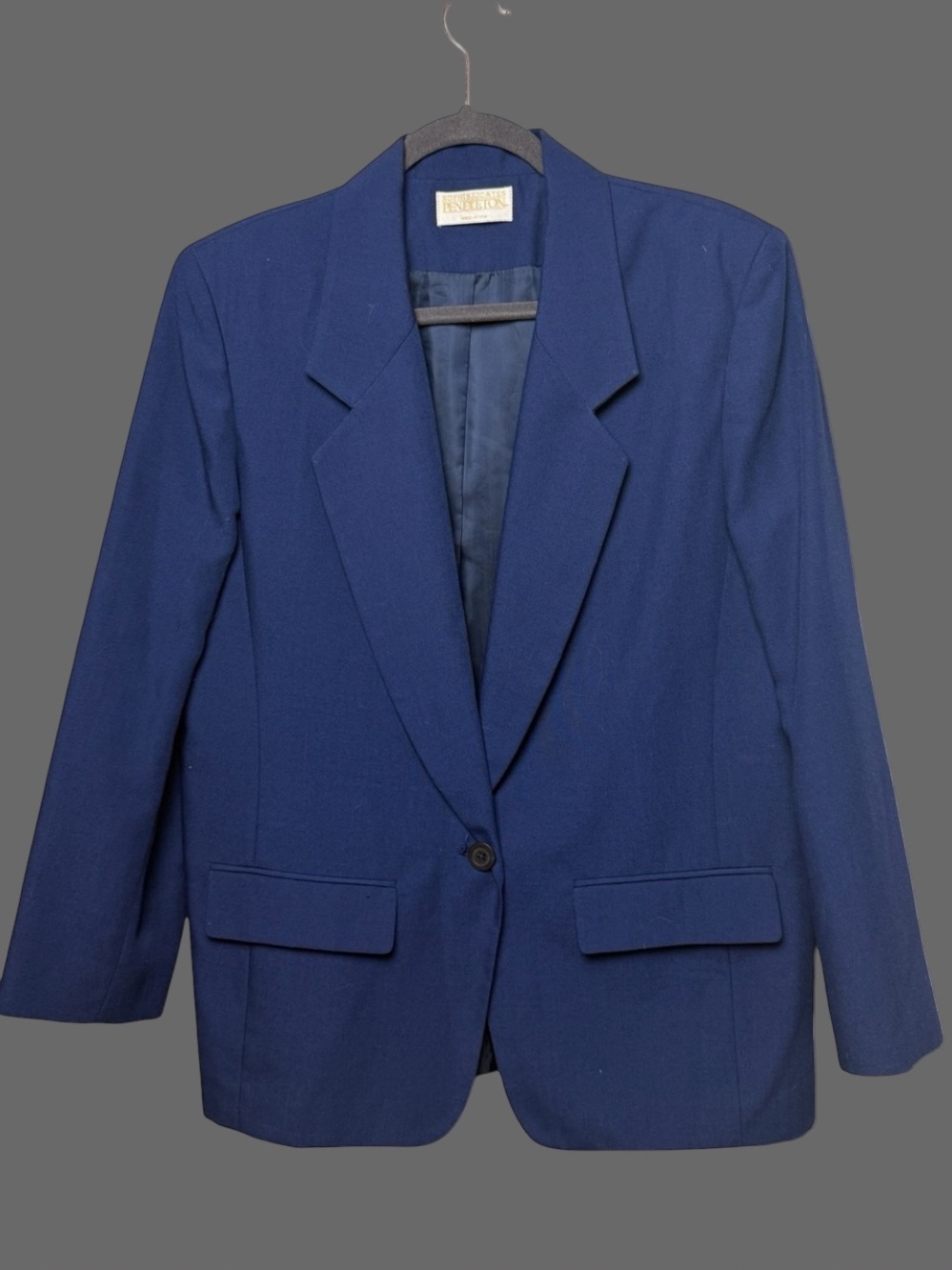 Pendleton Women's Blazer Jacket Blue Virgin Wool Single Button SZ 12 Career EUC